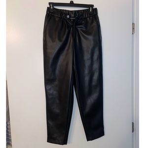 Black Leather Ankle Pants